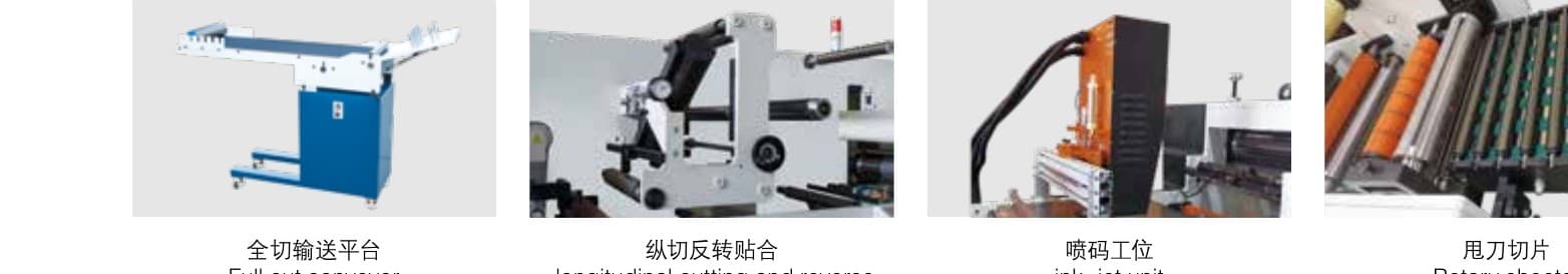 Die-cutting options: conveyor, laminating and inkjet stations